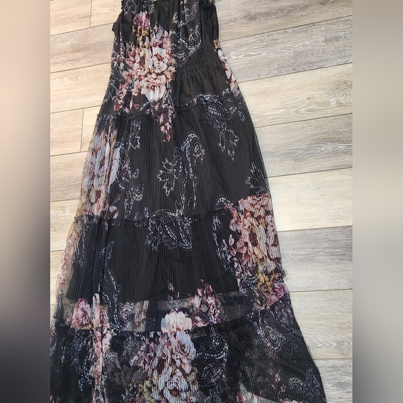 Anthropologie Lapis Black Floral Maxi Dress Size Small - Picture 2 of 7